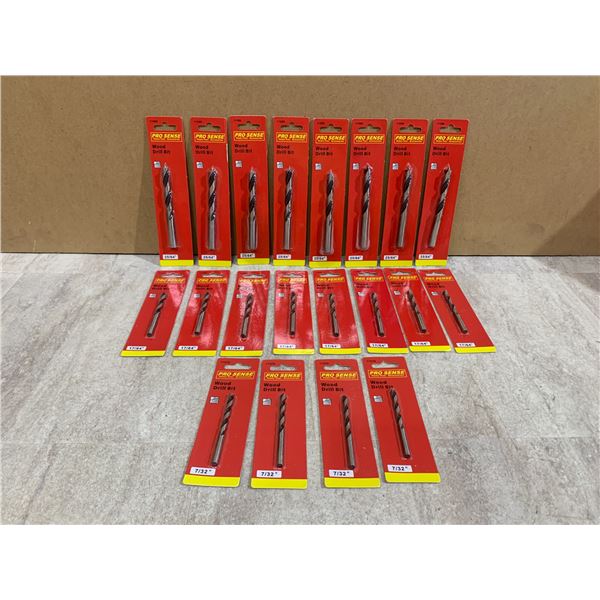 Assortment Of Pro Sense Wood Drill Bits - 8x 25/64" - 8x 17/64" & 4X 7/32"