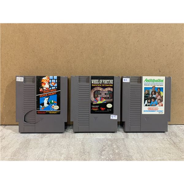 Lot Of 3 Nintendo NES Games - Super Mario Bros/Duck Hunt - Anticipation - Wheel Of Fortune