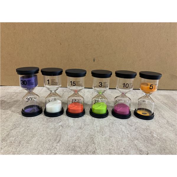6 Pack - Sand Hourglass Timer Set