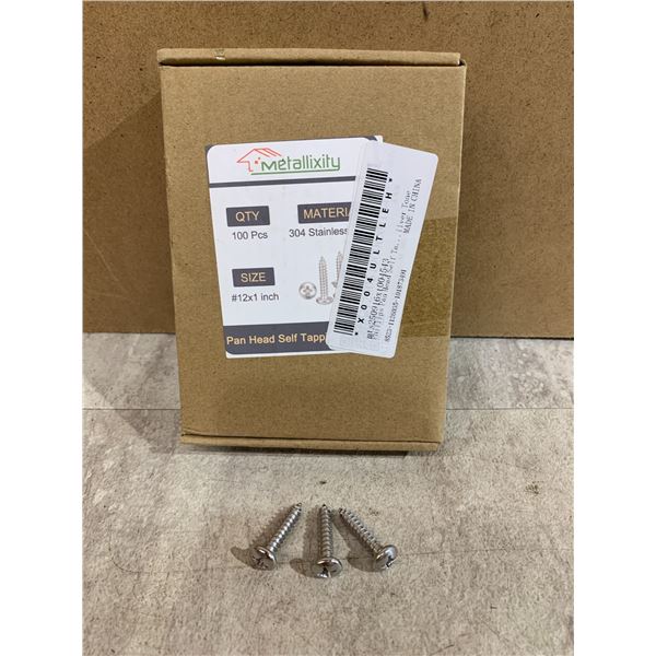 304 Stainless 12x1" 100 PCS - Pan Head Self Tapping Screw