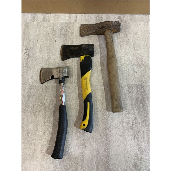 Lot Of 3 Different Hatchets - 1 Wooden Handle - 2 Rubber