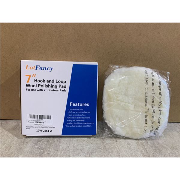 2 Pack - LotFancy 7" Hook & Loop Wool Polishing Pads