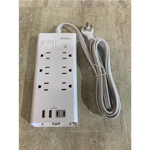 Addtam Surge Protector Power Strip - 6 AC Outlets - 4 USB Charging Ports