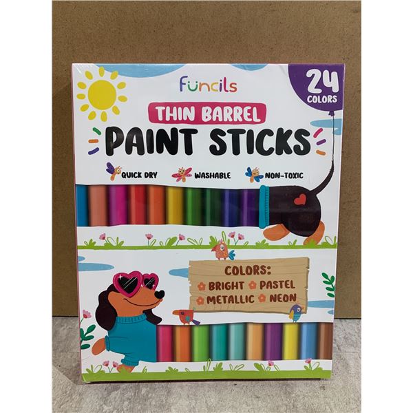 24 Colours - Thin Barrel Paint Sticks