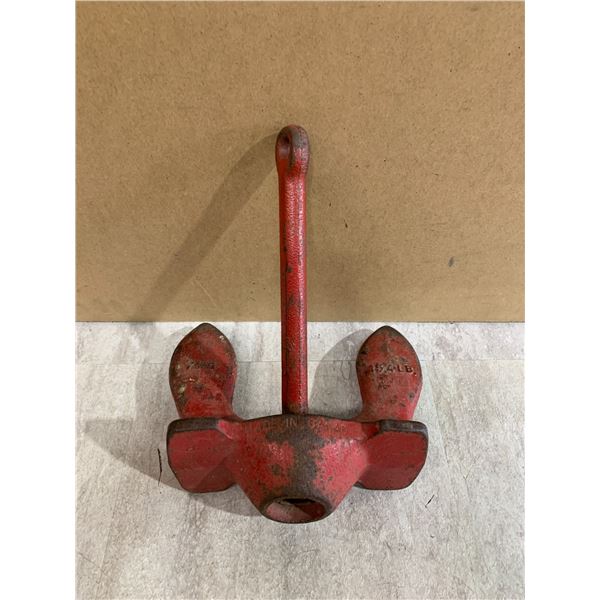 Vintage 7KG Red Painted Cast Iron Navy Boat Anchor
