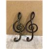 Image 1 : Lot Of 2 Cast Iron Treble Clef Wall Hooks