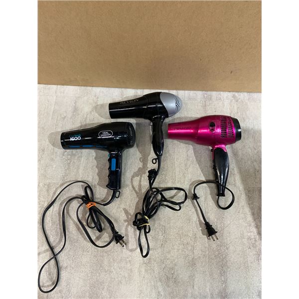 Lot Of 3 Hair Dryers - 2 Revlon - 1 Sassoon