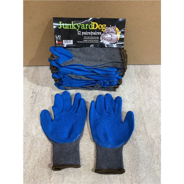 JunkyardDog 12 Pairs Of Heavy Duty Rubber Latex Palm Gloves - Large