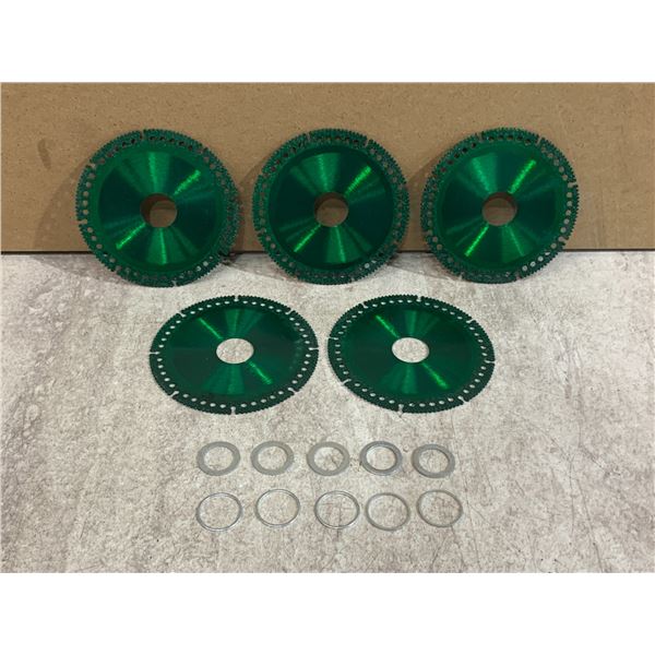Lot Of 5 Green Diamond Cutting Discs - 4in