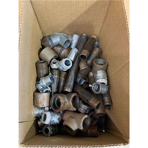 Assortment Of Steel Pipe Fittings & Electrical Conduit Connectors