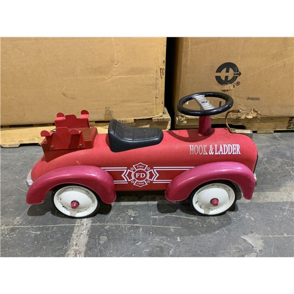 Vintage Metal Fire Engine Ride On Toy - Hook And Ladder