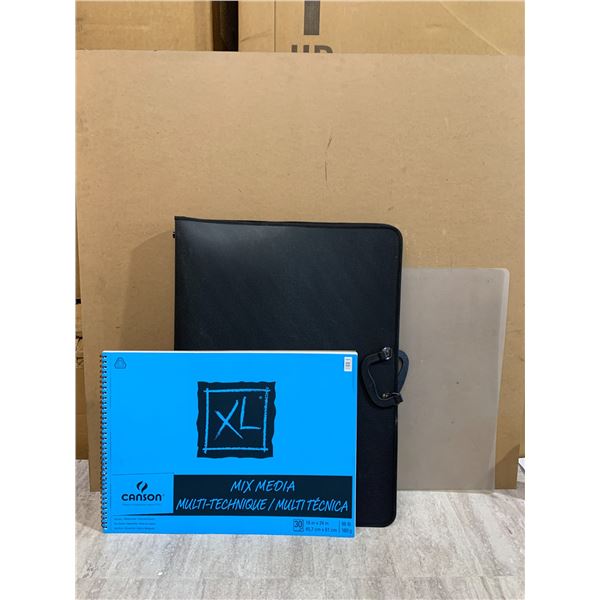 Art Protective Carry Case 23" x 31" with Canson Drawing Book and Plastic Table Mat