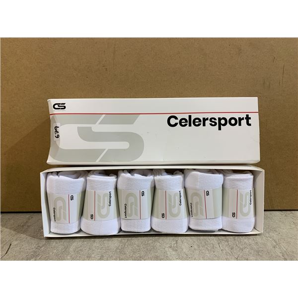 CelerSport 6-Pack Women's Ankle Socks - White - Small