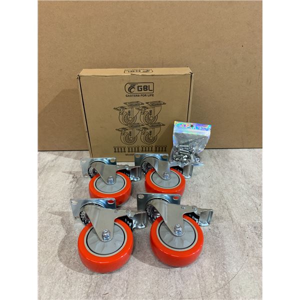 Lot of 4 GBL Rubber Wheel Casters with Hardware - NEW