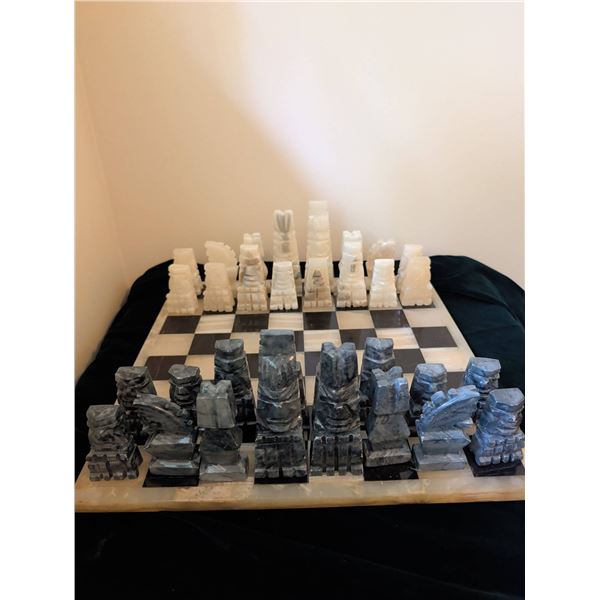 Onyx Marble Chess Set With Carved Board and Pieces