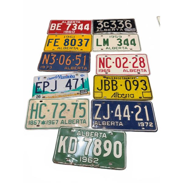 11 Canadian Provincial License Plates, 1950s–1970s