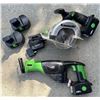 Image 1 : Kawasaki 18V Cordless Tool Lot: Circular Saw, Reciprocating Saw, 4 Batteries, Charger