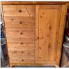 Image 1 : Pine Wood Dresser with Five Drawers and Shelved Cabinet
