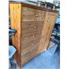 Image 2 : Pine Wood Dresser with Five Drawers and Shelved Cabinet