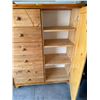 Image 4 : Pine Wood Dresser with Five Drawers and Shelved Cabinet