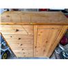 Image 5 : Pine Wood Dresser with Five Drawers and Shelved Cabinet