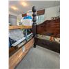 Image 4 : Oak Queen Size 4 Post Bed Frame with Wheat Motif