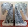 Image 1 : Hand Carved Marble Horse Head Bookends 9" Tall