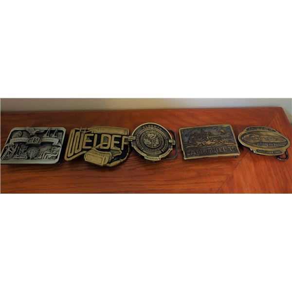 Metal Commemorative and Trade Belt Buckles, Lot of 5
