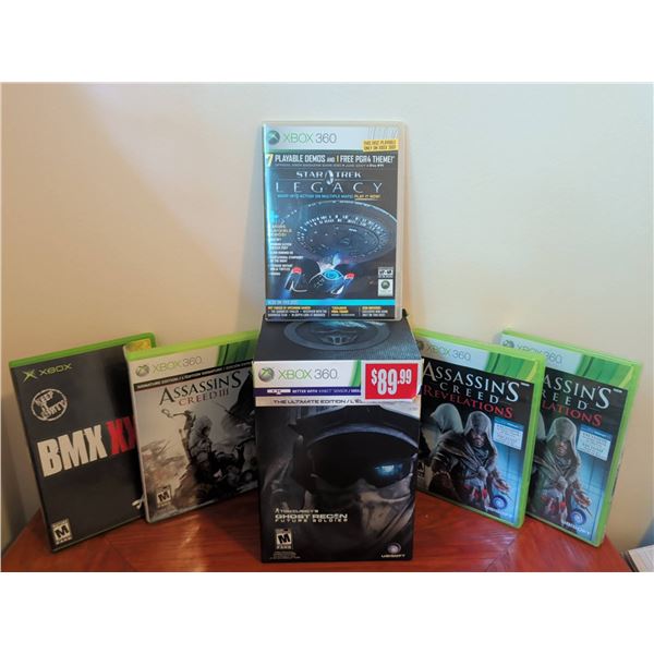 Xbox 360 Video Game Lot – 6 Games Including Assassin’s Creed, BMX XXX, Ghost Recon