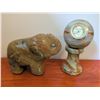 Image 1 : Onyx Carved Elephant and Onyx Desk Clock