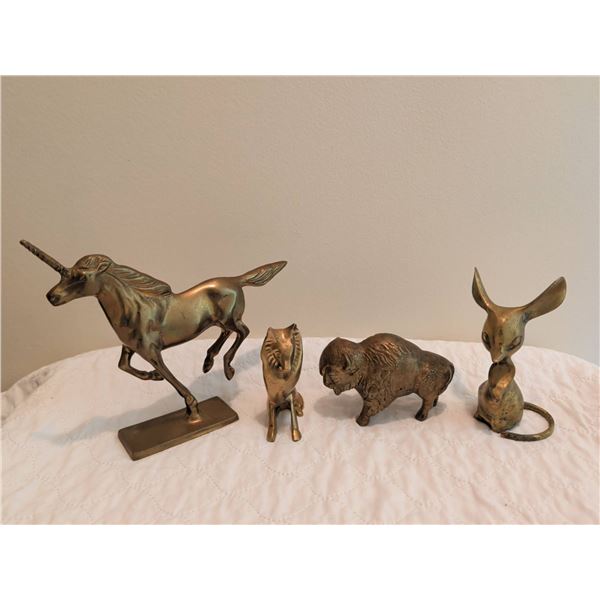 Four Brass Animal Figurines Made in Korea