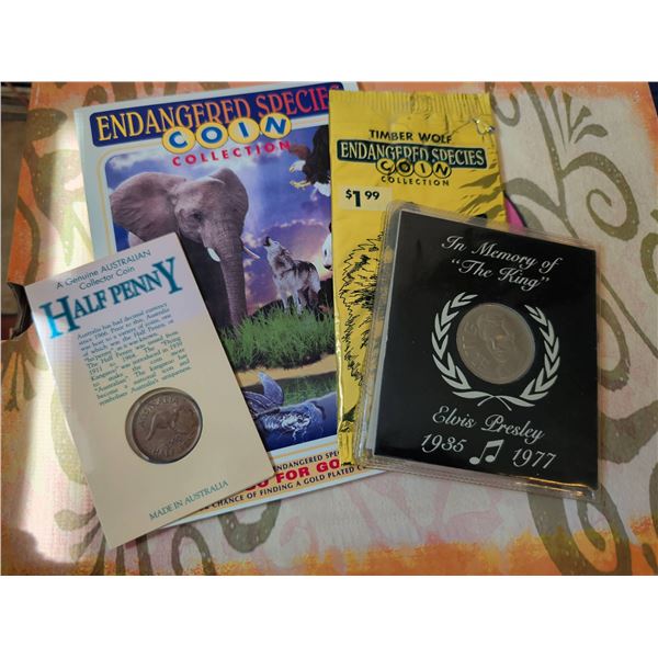 Collector Coin Lot: Elvis, Australian Half Penny, Endangered Species