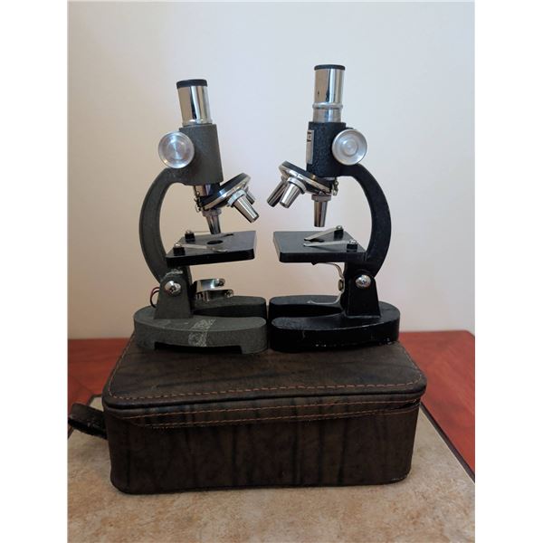 Tricon Microscopes With Case, 200x-600x Magnification