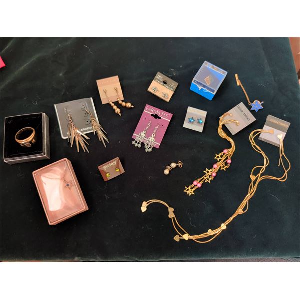 Costume Jewellery Lot: Earrings, Rings and Necklaces