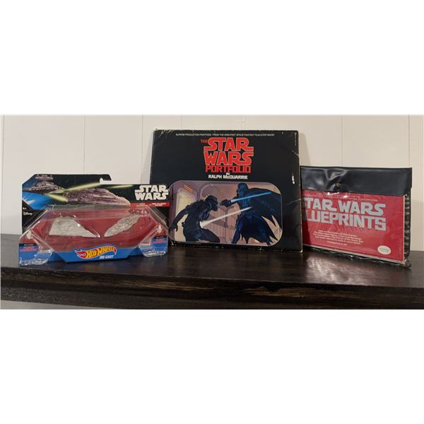 Star Wars Collectibles Lot: Blueprints, Ralph McQuarrie Portfolio, Hot Wheels Ships