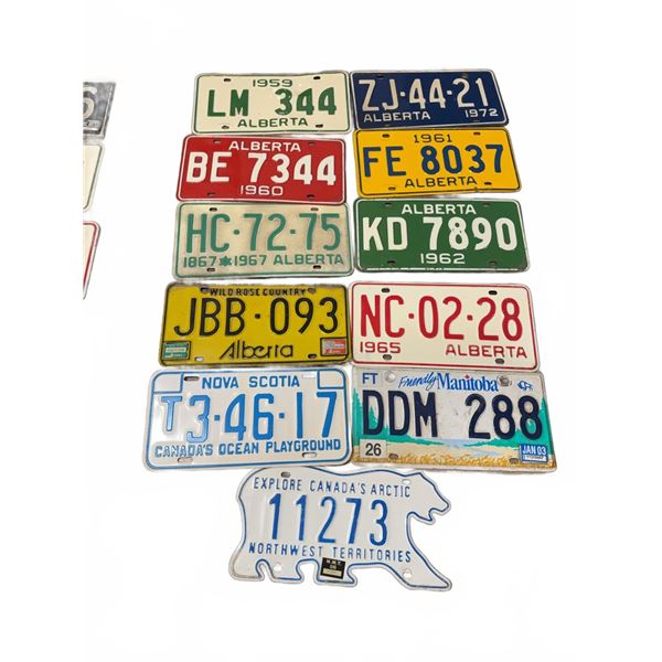 Canadian Licence Plates, 1950s–1990s, Lot of 13