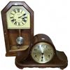 Image 1 : Old Timer 31 Day Wall Clock and Wooden Mantel Clock Pair(missing Glass NOT tested!)