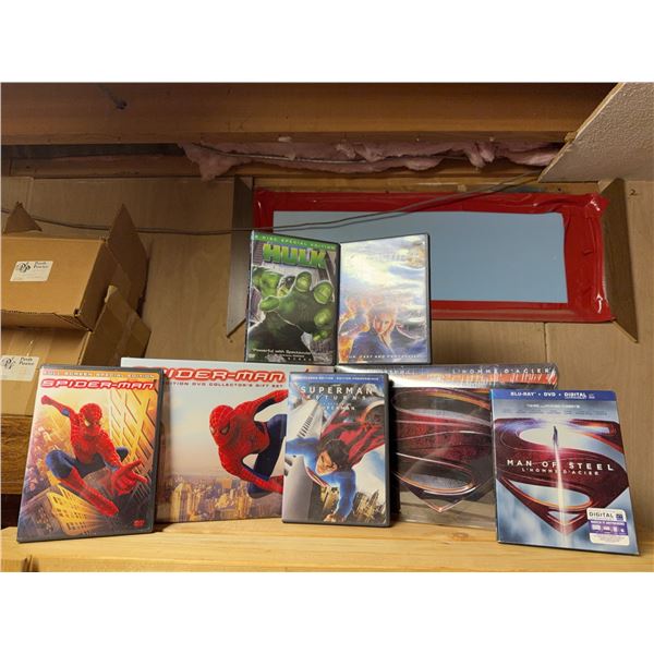 Superhero DVD and Blu-ray Movie Lot: Spider-Man, Hulk, Fantastic 4, Superman