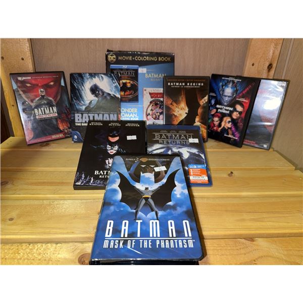 Batman DVD and Blu-ray Movie Lot with Wonder Woman Colouring Book