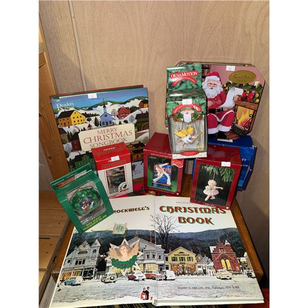 Christmas Books and Ornaments Including Ornamotion and Carlton