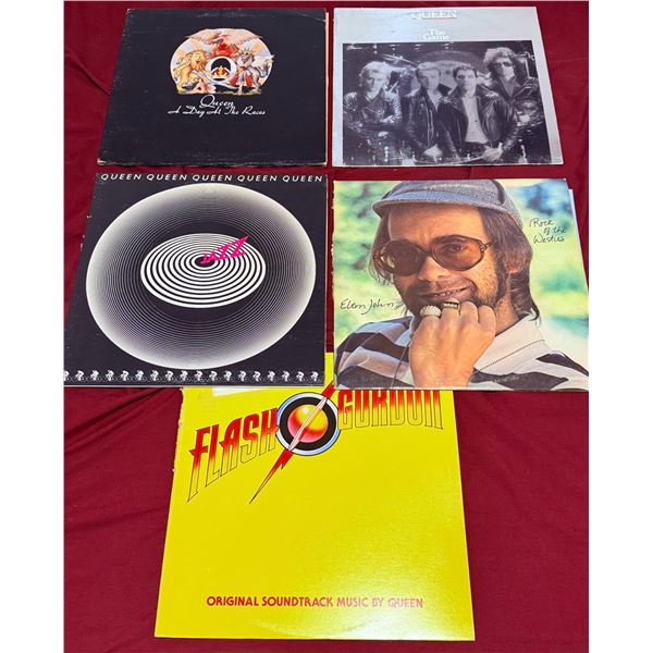 5 Vinyl Records: 4 Queen Albums & Elton John