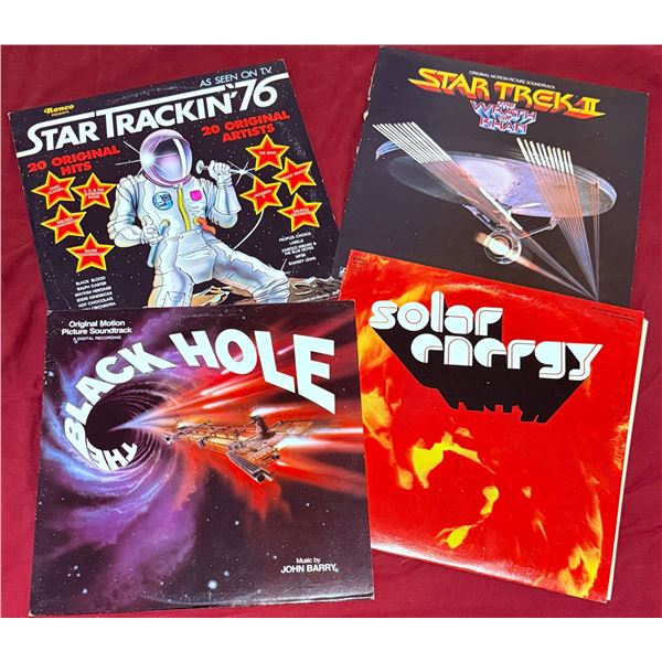 4 Sci-Fi & 1970s Vinyl LP Records - Star Trek, Star Trackin', Solar Energy, Black Hole