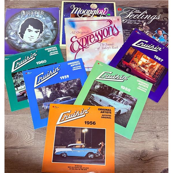 9 Vintage Vinyl LP Records Including Cruisin' Series