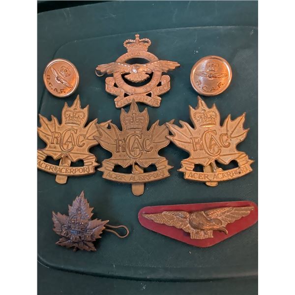 Canadian Military Cap Badges, Collar Tabs, and Insignia Lot