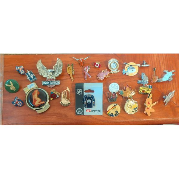 Lapel Pins Including Harley-Davidson and NHL