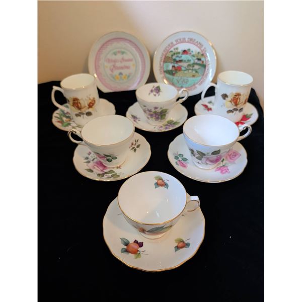 English Bone China Tea Cups, Saucers, and Plates