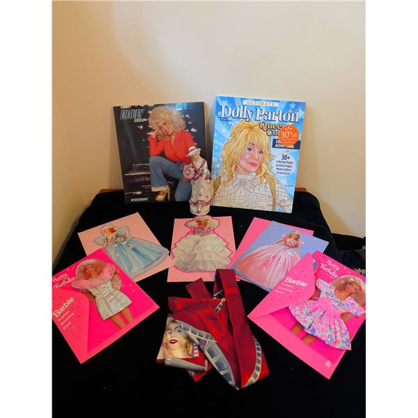 Dolly Parton Books, Porcelain Figurine, Barbie Cards and Novelty Tie