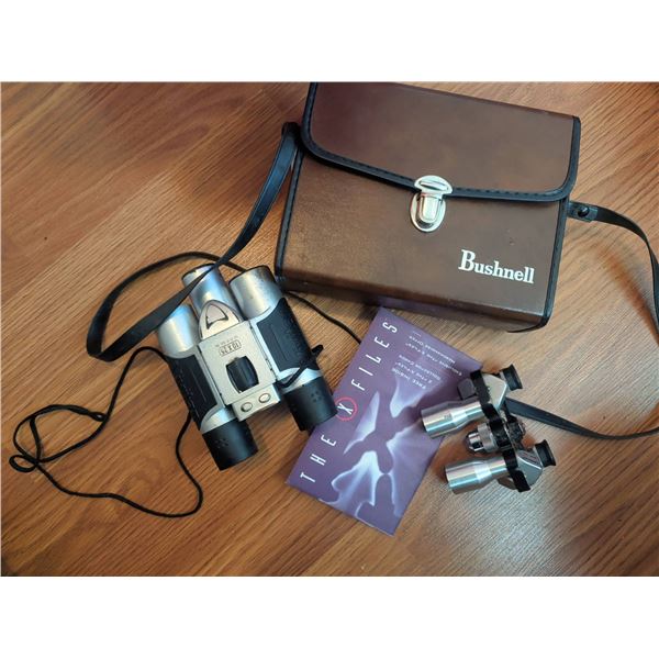 3 Binoculars: Bushnell, Tasco 502, 10x25 with X-Files Booklet
