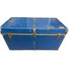 Image 2 : Large Blue Metal Storage Trunk with Brass Hardware