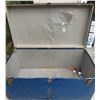 Image 4 : Large Blue Metal Storage Trunk with Brass Hardware